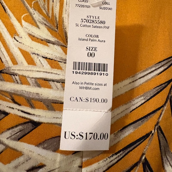 White House Black Market Mustard Palm Print Midi Dress - Picture 7 of 7